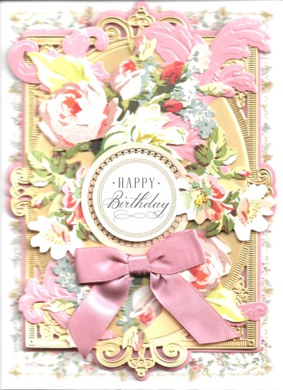 Pink Rose Happy Birthday Card